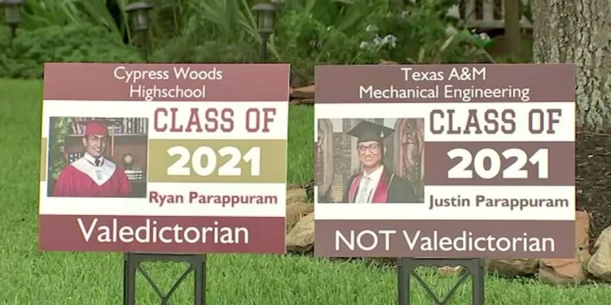 Graduation Ranks Graduation signs celebrate ‘valedictorian’ and ‘NOT valedictorian’ brothers