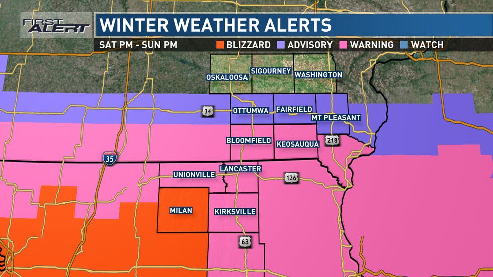Multiple winter weather alerts in effect